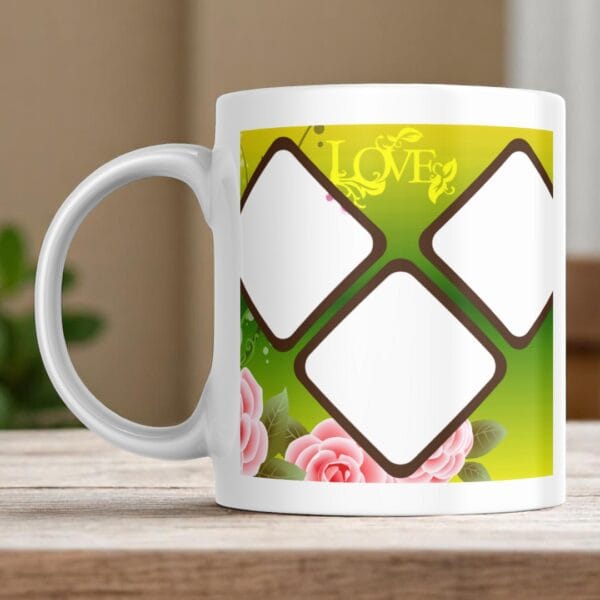 POPZOY Romantic Floral Coffee Mug with Custom Photo Print