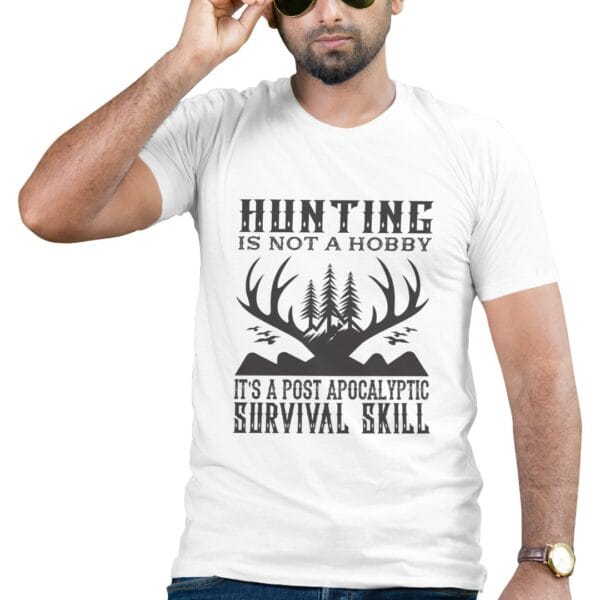 Post-Apocalypse Survival Skill White T-Shirt for Hunters
