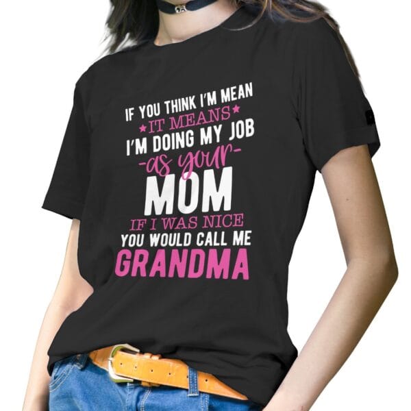 Black Cotton T-Shirt for Proud Moms and Grandmas