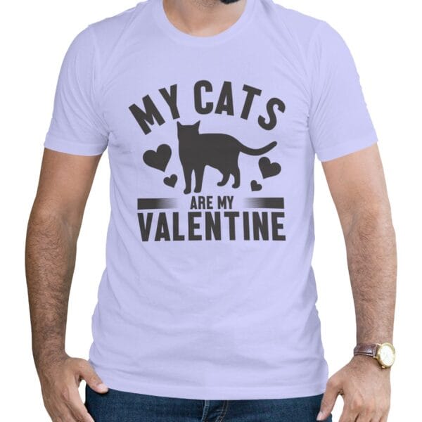 Light Purple Cotton T-Shirt for Cat Lovers to Show Their Love for Pets