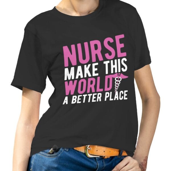 Black Cotton T-Shirt for Nurses Who Change the World