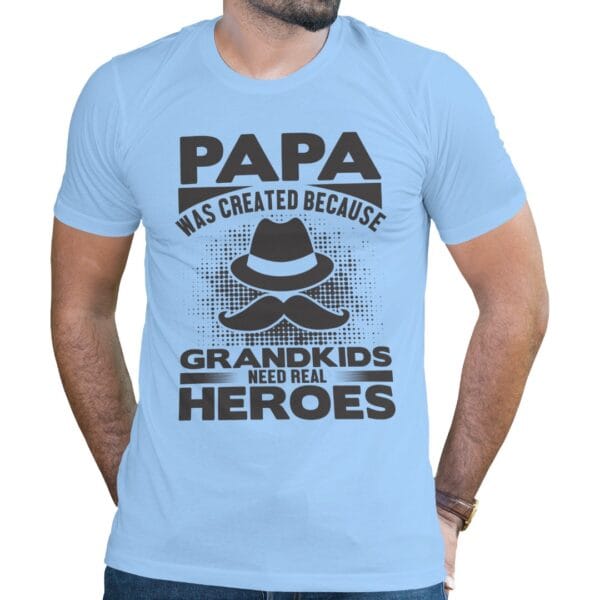 Light Blue Cotton T-Shirt to Show Love for Papa or Grandfather
