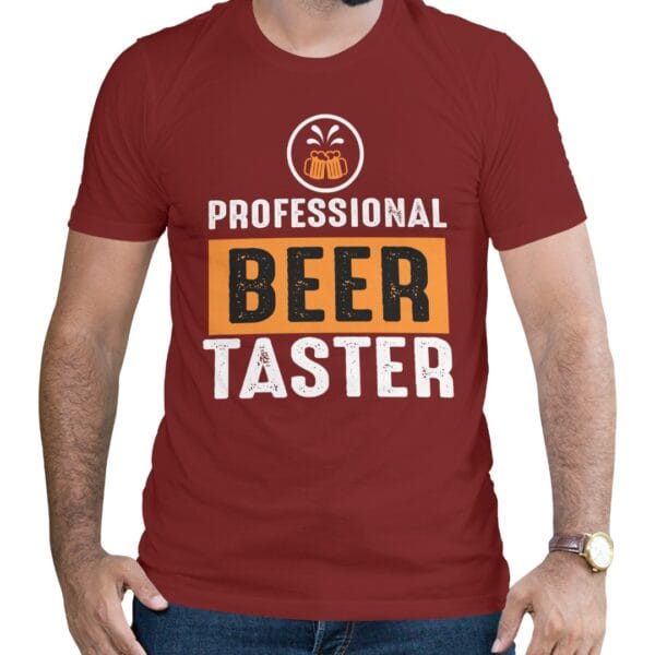 Maroon Cotton T-Shirt for Beer Lovers and Fun Times