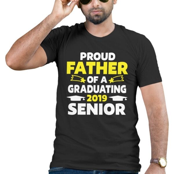 Black Cotton T-Shirt for Proud Dads of Graduates