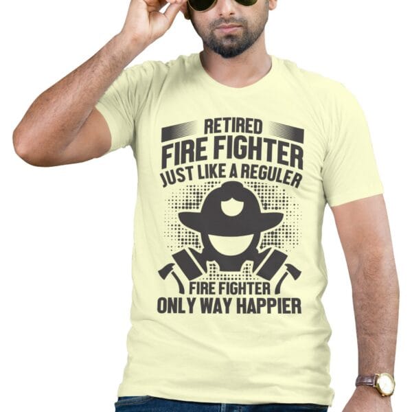 Light Yellow Cotton T-Shirt for Retired Firefighters