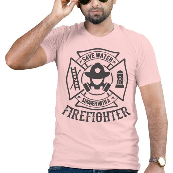 Light Pink Cotton T-Shirt to Appreciate Firefighters' Work