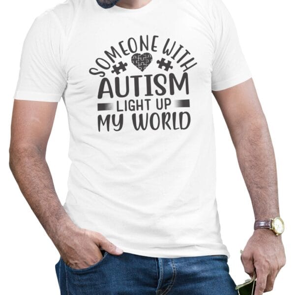 White Cotton T-Shirt to Support Autism Awareness with Love