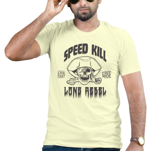 Light Yellow Cotton T-Shirt for Fun-Loving Bike Riders