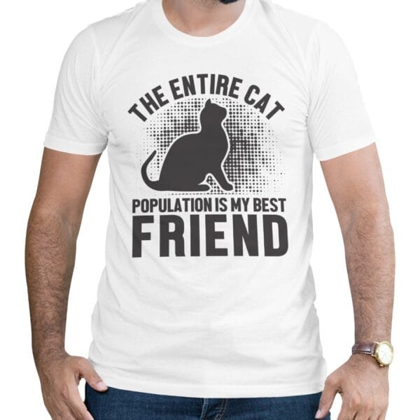 White Cotton T-Shirt for People Who Love Cute Cats