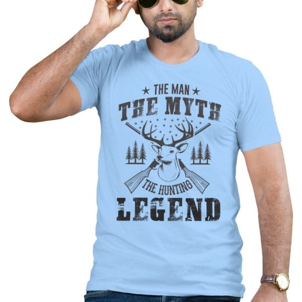 Light Blue Cotton T-Shirt for People Who Love Hunting