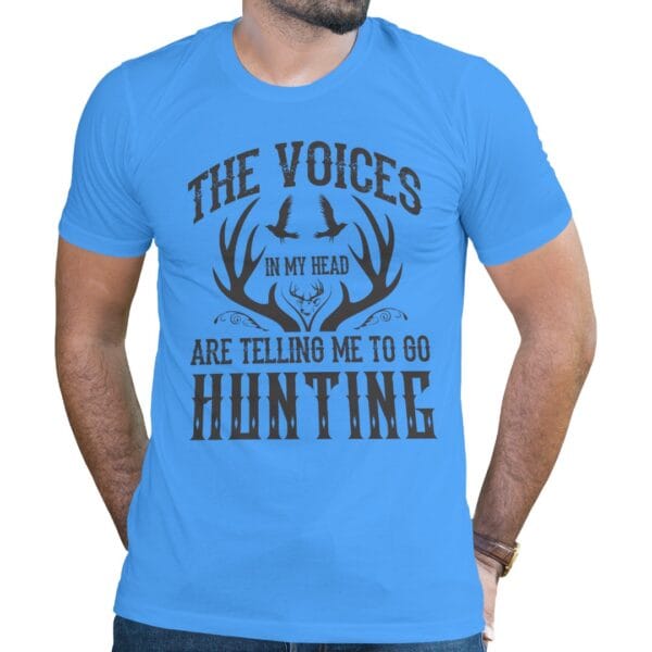 Light Blue Cotton T-Shirt for People Who Love Nature and Hunting