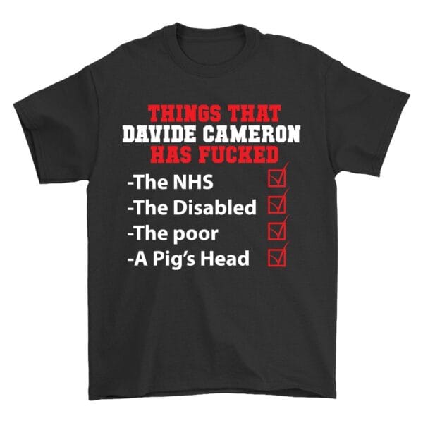 Black Cotton T-Shirt with Funny Political Graphic Design