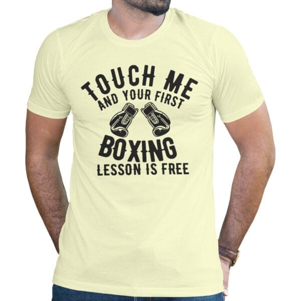 Yellow Cotton T-Shirt with Boxing Graphic for Sporty Look