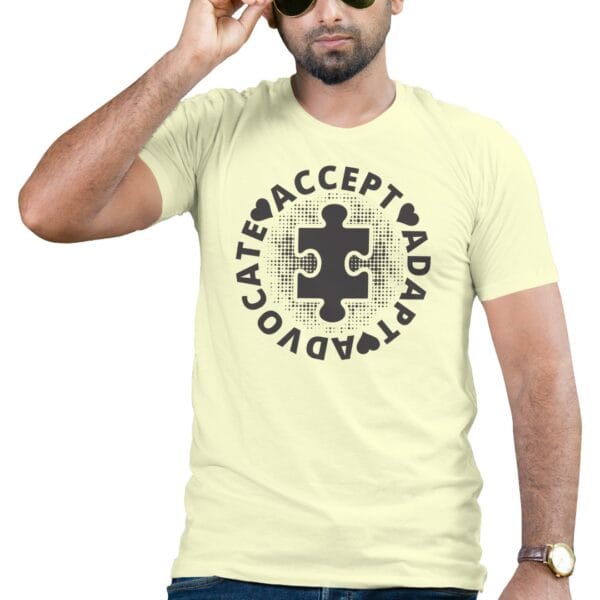 Yellow Cotton T-Shirt to Support Autism Awareness