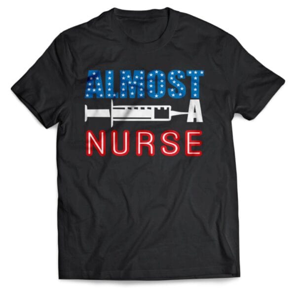 Black Cotton T-Shirt for Nursing Students with Bold Message