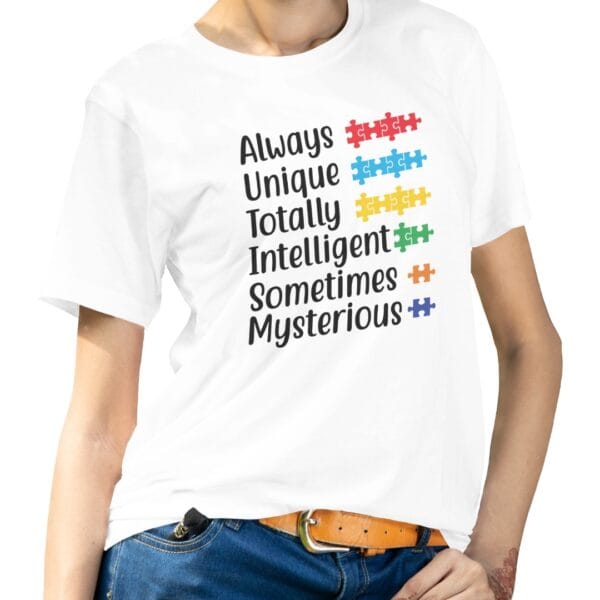 White Cotton T-Shirt for Autism Awareness with Unique Graphic
