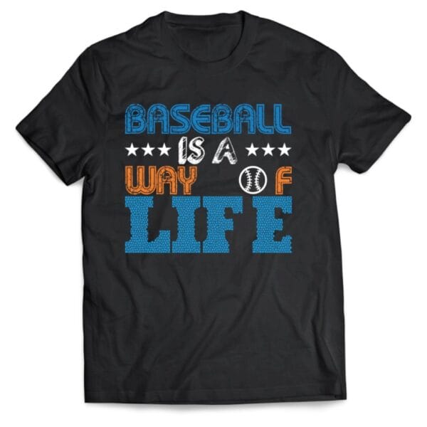 Black Cotton T-Shirt for Men and Women Who Love Baseball Game