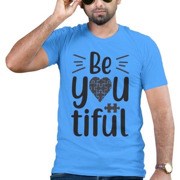 Light Blue Cotton T-Shirt with Self-Love Quote for Girls and Women