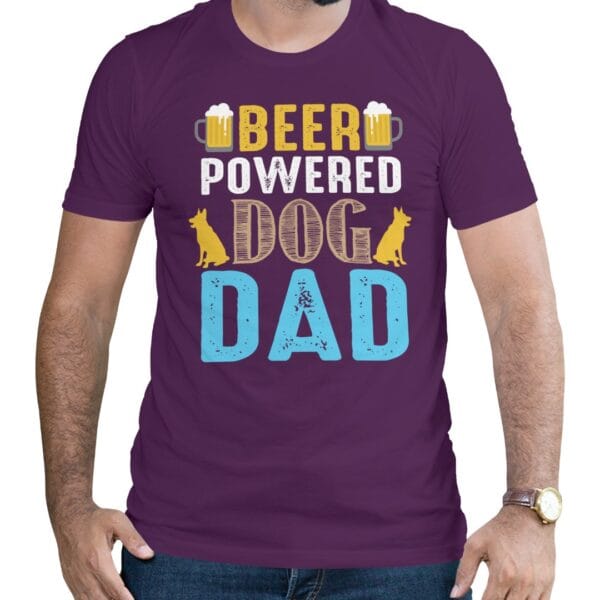Purple Cotton T-Shirt for Dog Dad Who Loves Beer