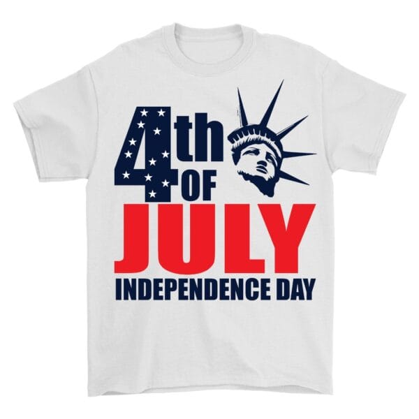 White T-Shirt with Star and Stripes Print for Celebration