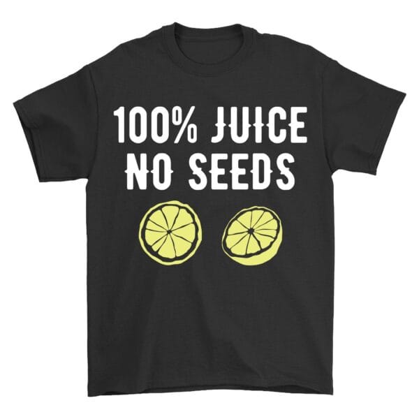 Black Cotton T-Shirt with Fun Orange-Lemon Graphic for Everyday Wear