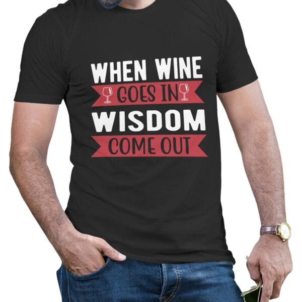 Black Cotton T-Shirt for Smart Wine Lovers with Quote