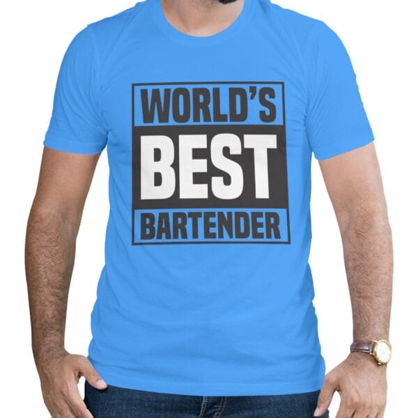 Cool Blue Cotton Blend Round Neck T-Shirt for Men and Women