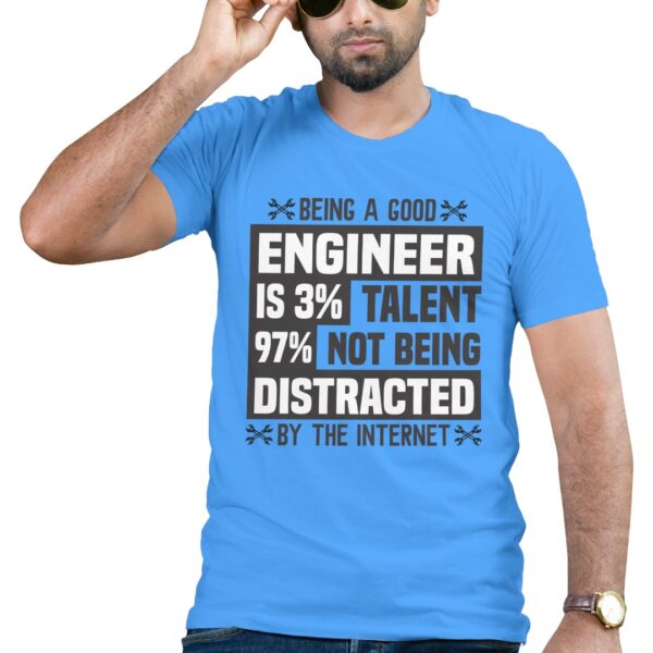 Dynamic Blue Cotton Blend Round Neck T-Shirt for Modern Style