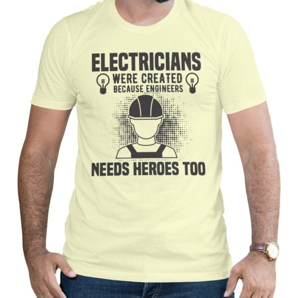 Beige Electrician T-Shirt for Daily Work or Gift for Engineers