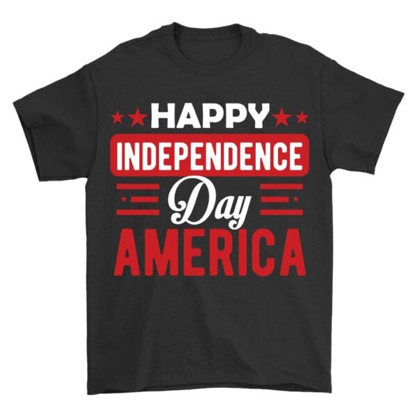 Bold Black American Independence Day T-Shirt for National Pride